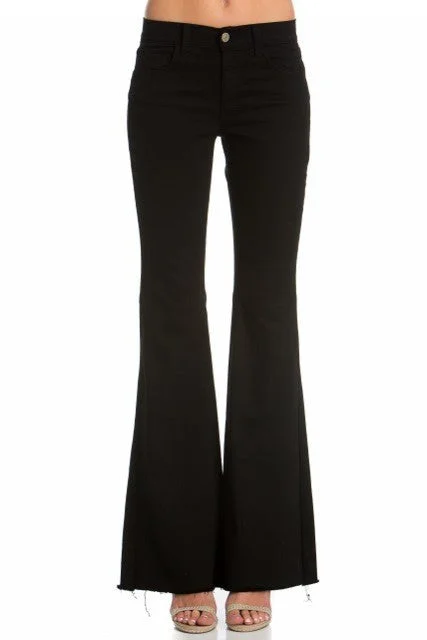 Women's denim jeans with a snap closure-Vintage Flare with raw hem