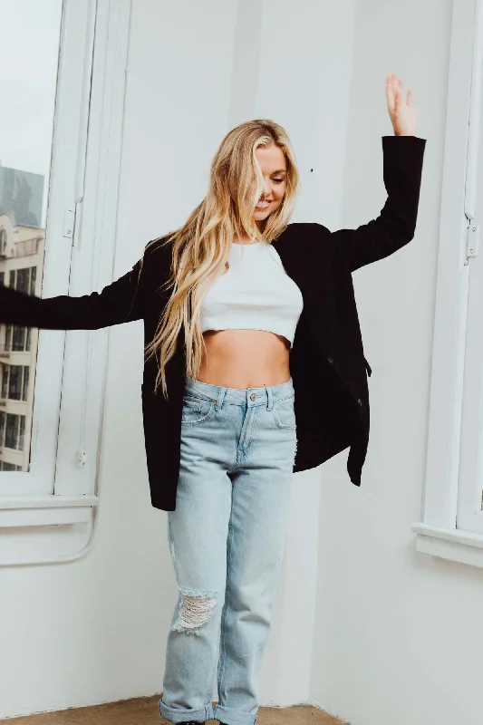 Women's denim jeans with a skinny fit-Vintage Reunion Dad Jeans - Lightly Torned