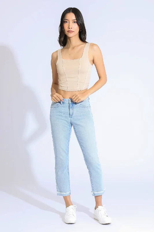 Women's denim jeans for curvy figures-Vintage Revival Cropped Jeans - Light Indigo