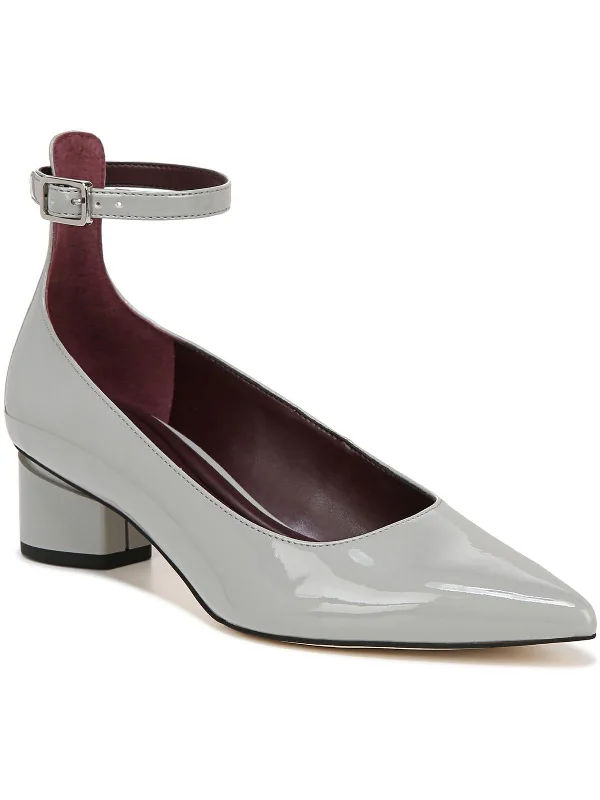 Sleek and Shiny Patent Pump Heels for a Polished Look--Vitale Womens Patent Pointed Toe Ankle Strap