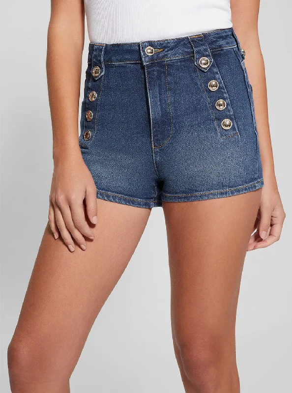Women's denim shorts for a bike ride-Eco High-Rise Clash Denim Shorts