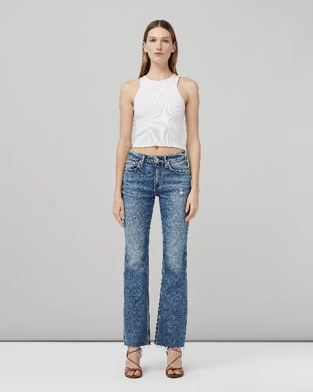 Women's denim jeans with a ethnic design embellishment-Peyton Mid-Rise Boot Jeans