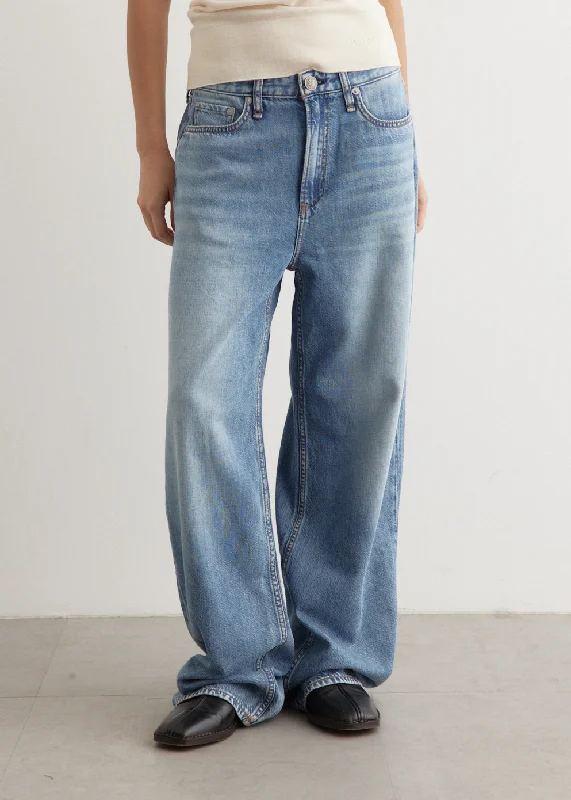 Women's denim jeans with a cultural design embellishment-Featherweight Logan Jeans