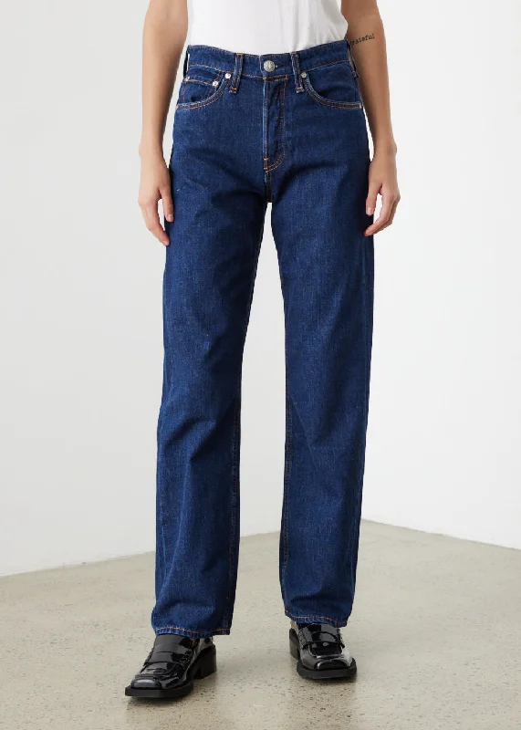 Women's denim jeans with a strike cause design embellishment-Maya High-Rise Straight Jeans Women's denim jeans with a strike cause design embellishment-Maya High-Rise Straight Jeans