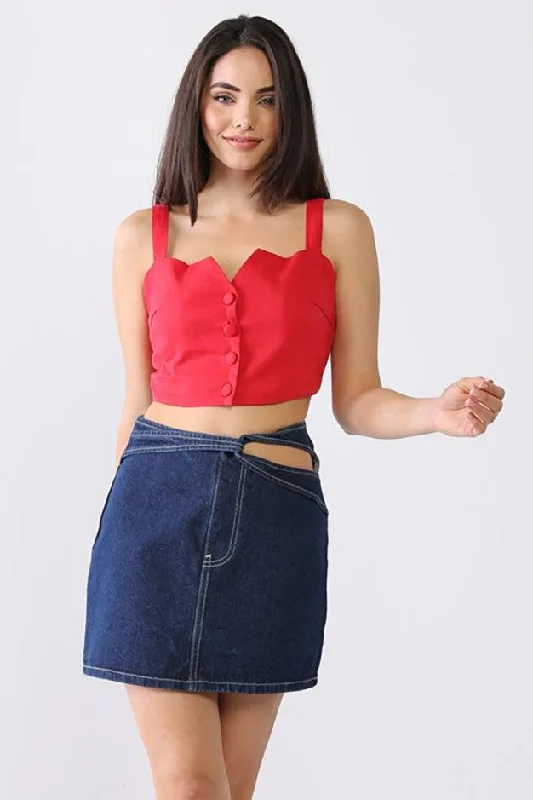 Women's vintage-style denim skirts for retro chic -Denim Cotton Cut-Out Detail High Waist Mini Skirt Women's vintage-style denim skirts for retro chic -Denim Cotton Cut-Out Detail High Waist Mini Skirt