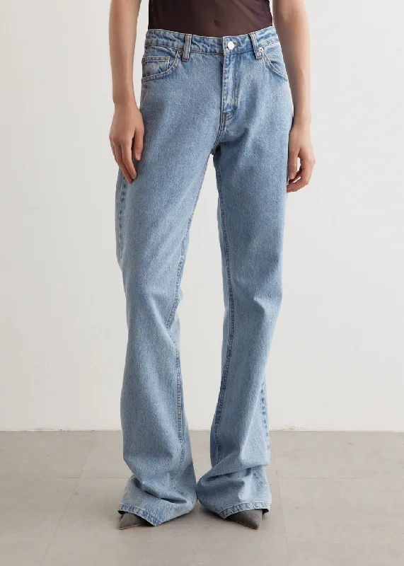 Women's denim jeans with a bone embellishment-Wide Leg Jeans