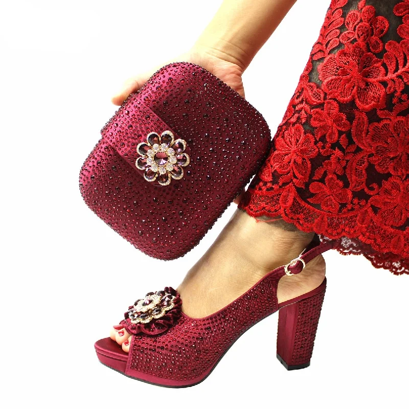 Italian Women Shoes and Bag Set with Platform Nigerian Lady Pumps for Garden Party