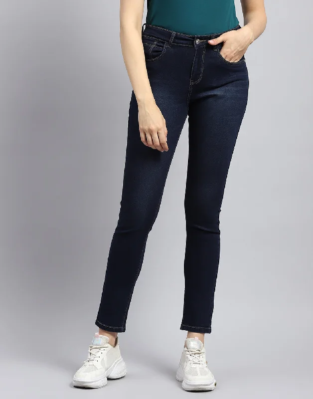 Women's denim jeans new collection-Women Blue Light Wash Slim Fit Denim