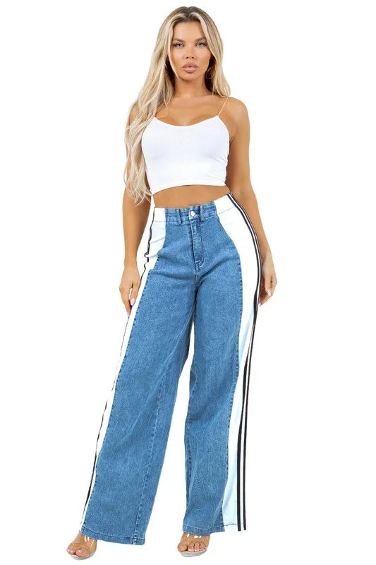 Women's denim jeans with a linen fabric-WOMEN FASHION CASUAL STYLE DENIM PANTS