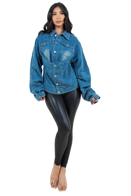Women's denim jeans with a human rights change cause design embellishment-WOMEN FASHION DENIM JACKET