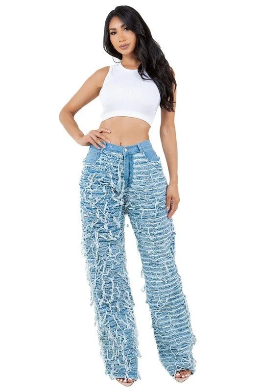 Women's denim jeans with a hemp fabric-WOMEN FASHION DENIM PANTS
