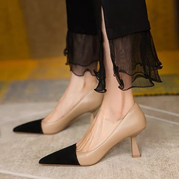 Stiletto Heel Pumps with Perfect Fit--Women Fashion Sexy Color Block Pointed Toe Pumps-Fashionable & Classic