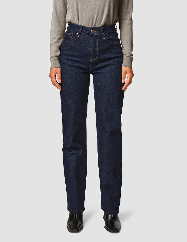 Women's denim jeans fit and styled-Jeans Straight Fit Dark Blue