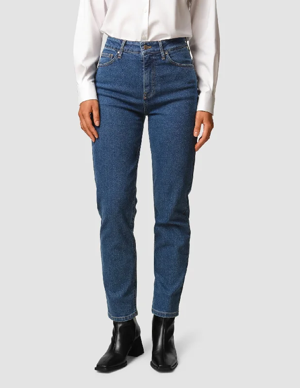 Women's denim jeans brand top 2025-Jeans Tapered Medium Blue