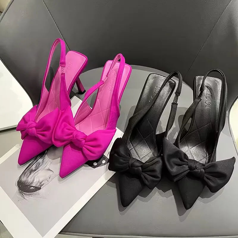 Versatile Heeled Sandals for Any Occasion---Women Shoes Summer Butterfly Knot Women Slingbacks Heels Shoes