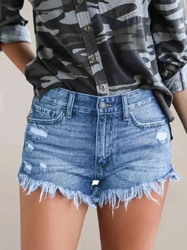 Women's denim shorts with top styles fits :Women's Casual Tassel High Waist Denim Shorts