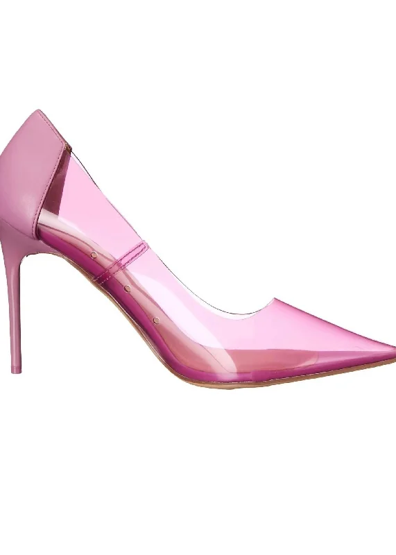 Women's Darling Vinyl Pumps In Purple---Transparent Vinyl Pumps for Bold Fashion Statements