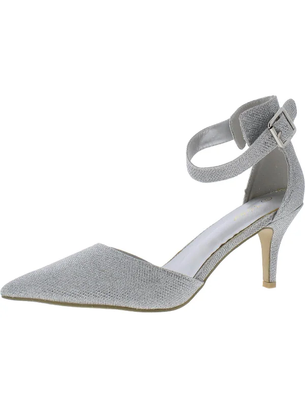 Womens Glitter Ankle Strap Pumps---Trendy Glitter Heels for a Glamorous Look