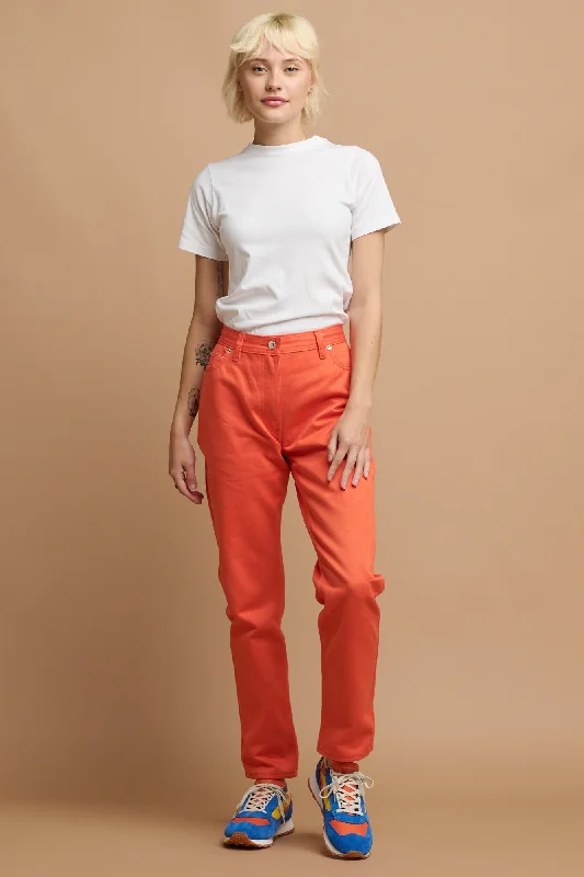 Women's denim jeans with a awareness cause design embellishment-Women's Gloria Straight leg High Rise Jean - Flame Red