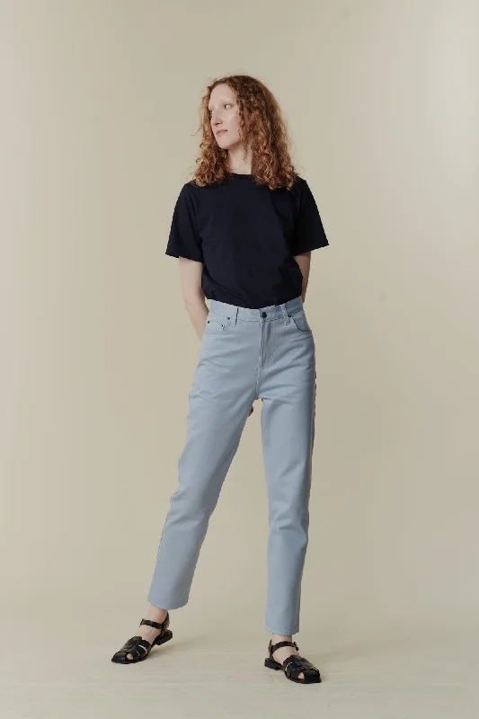 Women's denim jeans with a abstract design embellishment-Women's Gloria Straight leg High Rise Jean - Light Blue Women's denim jeans with a abstract design embellishment-Women's Gloria Straight leg High Rise Jean - Light Blue