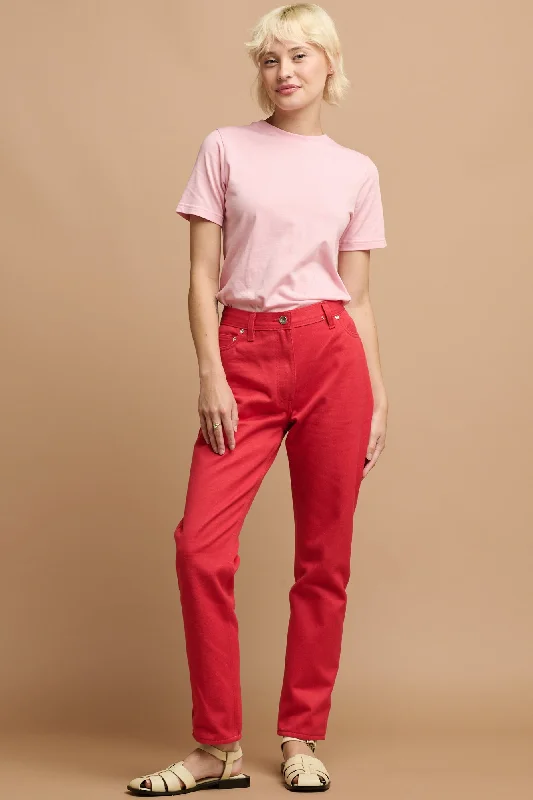 Women's denim jeans with a ethnic design embellishment-Women's Gloria Straight leg High Rise Jean - Poppy Women's denim jeans with a ethnic design embellishment-Women's Gloria Straight leg High Rise Jean - Poppy