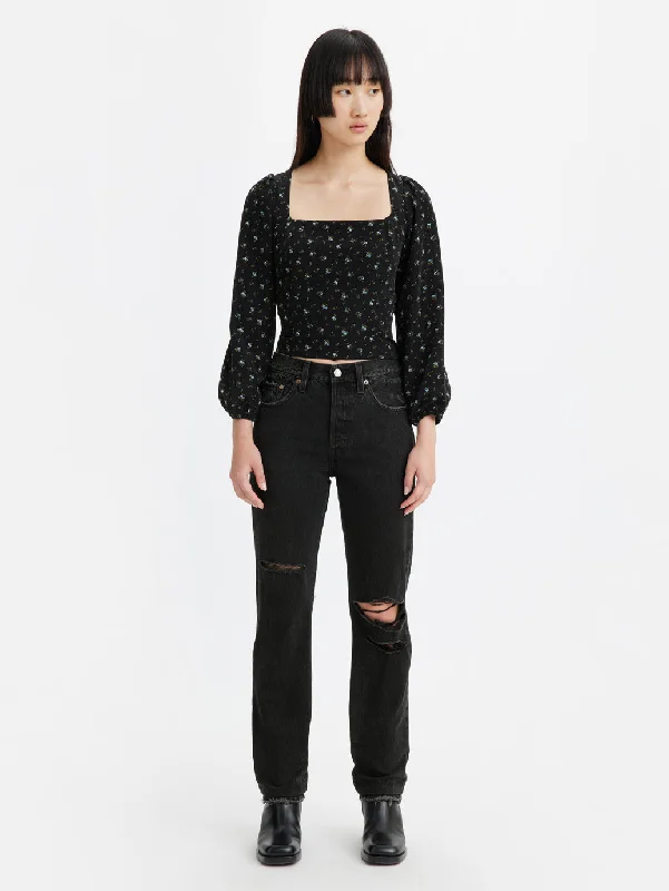Women's denim jeans with a low stretch fabric-Women's High Rise 501 Regular Fit Button Fly Jeans Women's denim jeans with a low stretch fabric-Women's High Rise 501 Regular Fit Button Fly Jeans