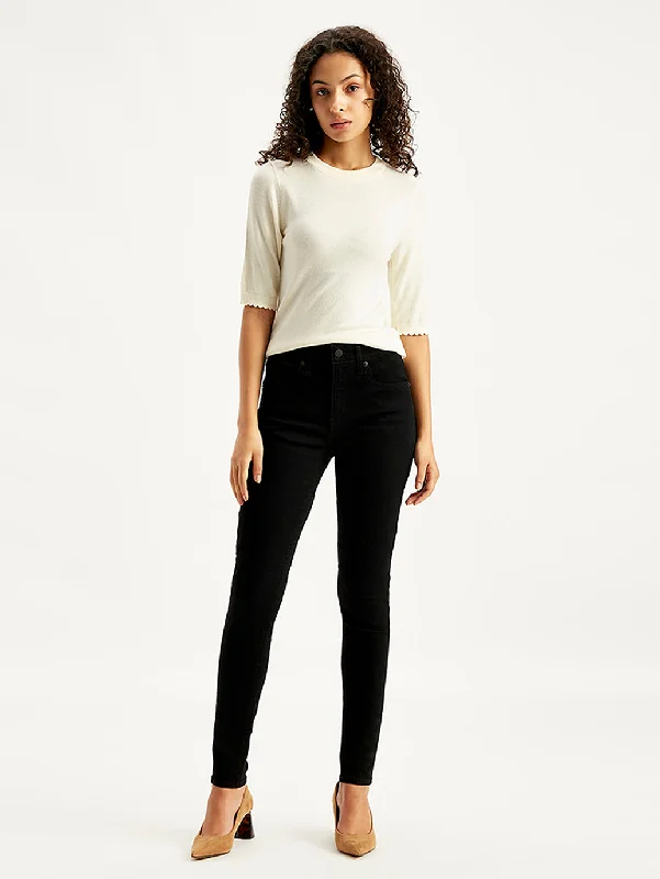 Women's denim jeans with a rayon fabric-Women's High Rise 721 Skinny Black Jeans