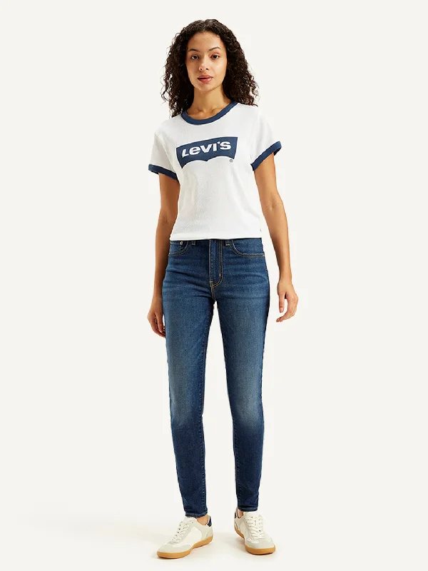 Women's denim jeans with a rigid denim fabric-Women's High Rise 721 Skinny Indigo Jeans Women's denim jeans with a rigid denim fabric-Women's High Rise 721 Skinny Indigo Jeans