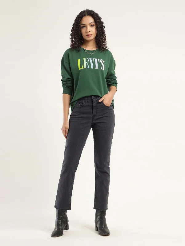 Women's denim jeans with a zipper fly-Women's High Rise 724 Slim Straight Fit Black Jeans Women's denim jeans with a zipper fly-Women's High Rise 724 Slim Straight Fit Black Jeans