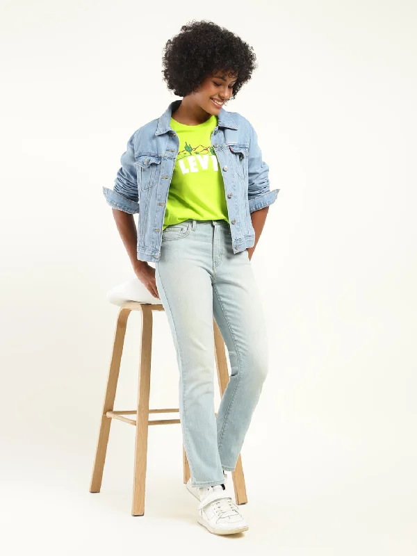 Women's denim jeans with a vegetable embellishment-Women's High Rise 724 Slim Straight Fit Indigo Jeans Women's denim jeans with a vegetable embellishment-Women's High Rise 724 Slim Straight Fit Indigo Jeans