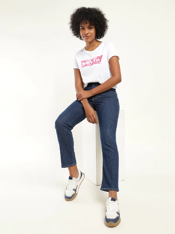 Women's denim jeans with a mythical creature embellishment-Women's High Rise 724 Slim Straight Fit Indigo Jeans Women's denim jeans with a mythical creature embellishment-Women's High Rise 724 Slim Straight Fit Indigo Jeans