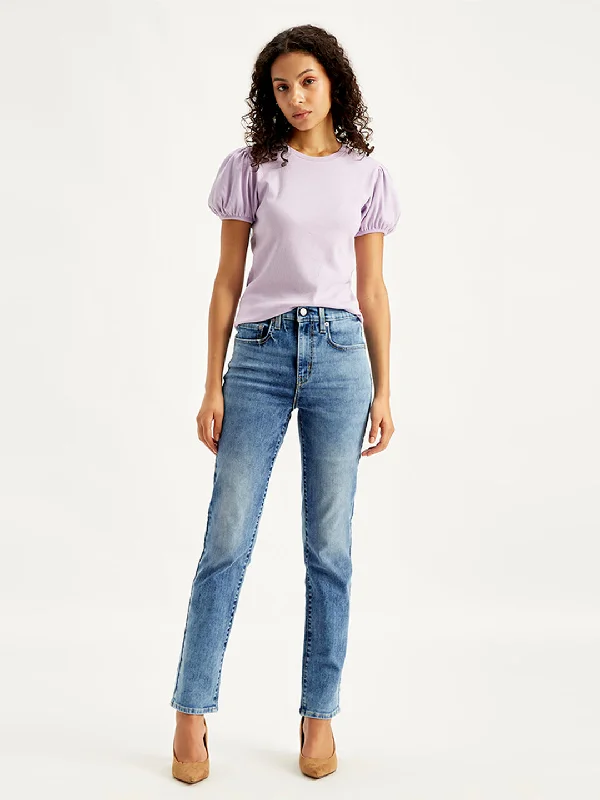Women's denim jeans can get new-Women's High Rise 724 Slim Straight Fit Indigo Jeans Women's denim jeans can get new-Women's High Rise 724 Slim Straight Fit Indigo Jeans
