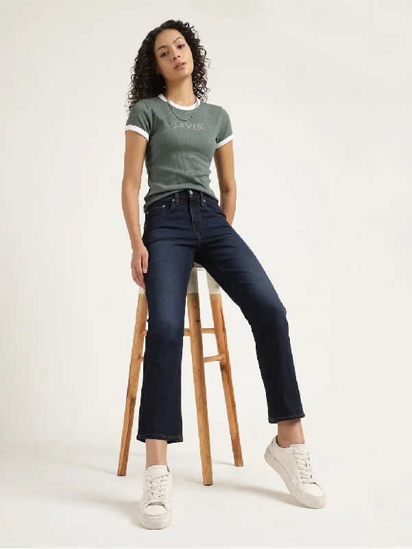 Women's denim jeans with a glass embellishment-Women's High Rise 724 Slim Straight Fit Jeans