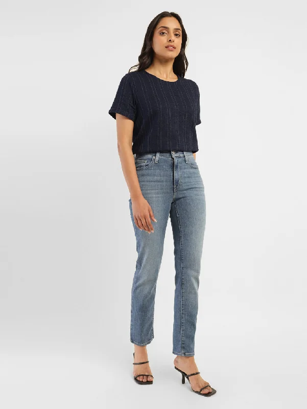Women's denim jeans with a sequin embellishment-Women's High Rise 724 Straight Fit Jeans Women's denim jeans with a sequin embellishment-Women's High Rise 724 Straight Fit Jeans