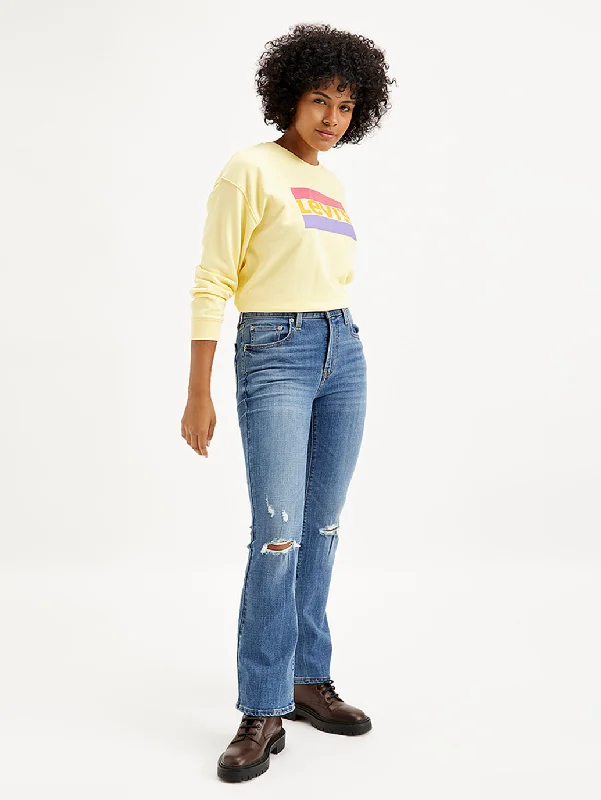 Women's denim jeans for apple shape-Women's High Rise 725 Slim Bootcut Fit Blue Jeans Women's denim jeans for apple shape-Women's High Rise 725 Slim Bootcut Fit Blue Jeans