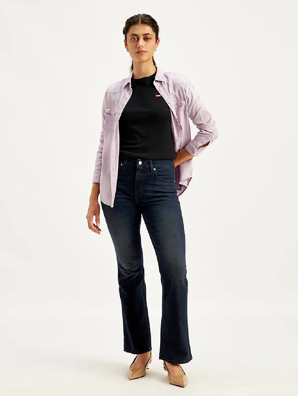 Women's denim jeans with a awareness change cause design embellishment-Women's High Rise 725 Slim Bootcut Fit Navy Jeans Women's denim jeans with a awareness change cause design embellishment-Women's High Rise 725 Slim Bootcut Fit Navy Jeans