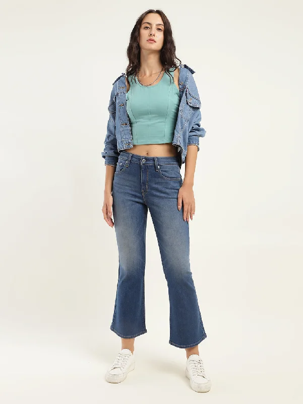 Women's denim jeans with a button fly-Women's High Rise 726 Slim Flare Fit Indigo Jeans Women's denim jeans with a button fly-Women's High Rise 726 Slim Flare Fit Indigo Jeans