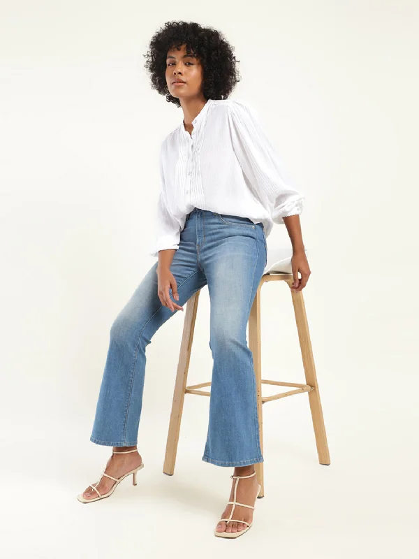 Women's denim jeans for tall women-Women's High Rise 726 Slim Flare Fit Indigo Jeans Women's denim jeans for tall women-Women's High Rise 726 Slim Flare Fit Indigo Jeans