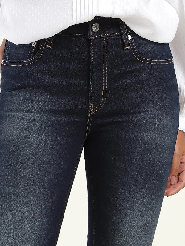 Women's denim jeans with pockets-Women's High Rise 726 Slim Flare Fit Indigo Jeans