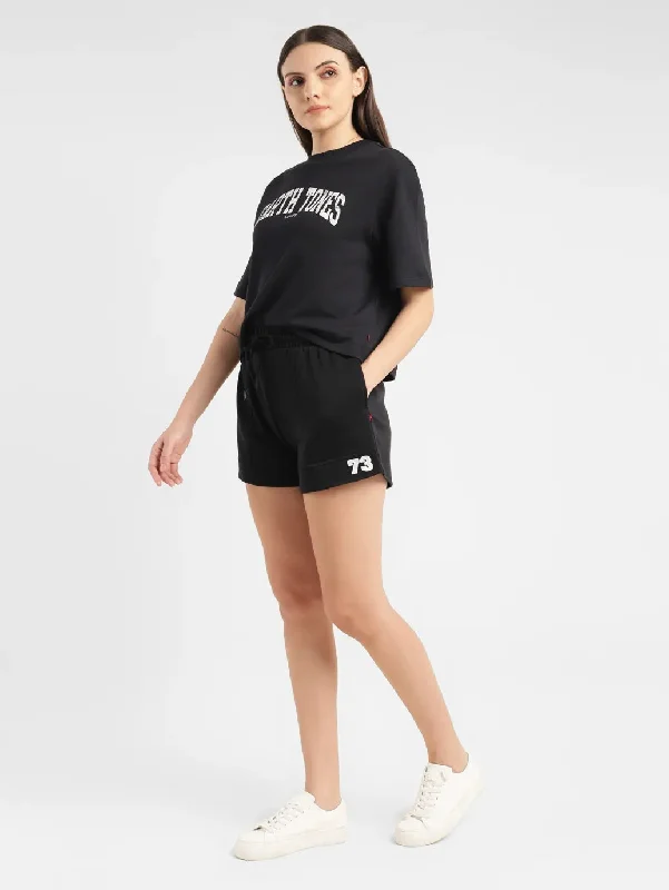 Women's denim shorts with a denim jacket-Women's High Rise Black Relaxed Fit Shorts