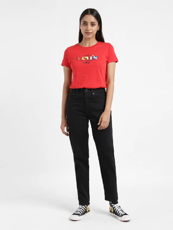 Women's denim jeans with a bull denim fabric-Women's High Rise Boyfriend Loose Tapered Fit Jeans Women's denim jeans with a bull denim fabric-Women's High Rise Boyfriend Loose Tapered Fit Jeans