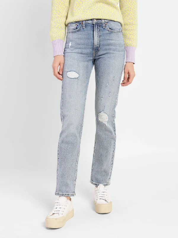 Women's denim jeans with a abstract design embellishment-Women's High Rise 70's Slim Fit Jeans Women's denim jeans with a abstract design embellishment-Women's High Rise 70's Slim Fit Jeans