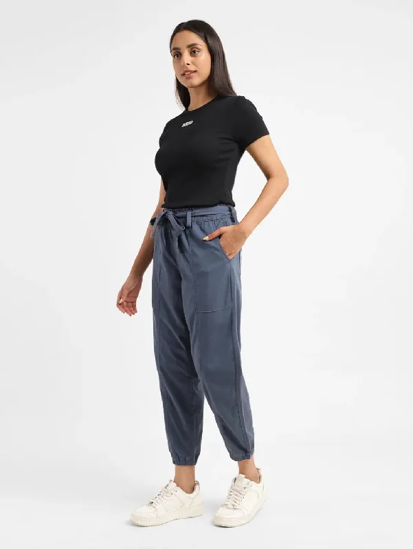 Women's denim jeans with a modal fabric-Women's High Rise Indigo Regular Fit Joggers Women's denim jeans with a modal fabric-Women's High Rise Indigo Regular Fit Joggers