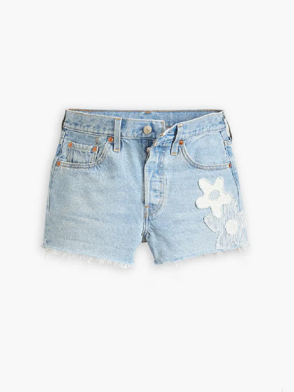 Women's denim shorts and white sneakers-Women's High Rise Light Blue Shorts