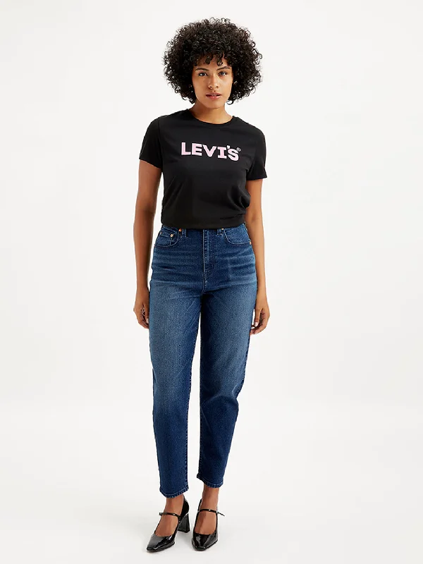 Women's denim jeans if it's styled with-Women's High Rise Loose Taper Fit Blue Jeans Women's denim jeans if it's styled with-Women's High Rise Loose Taper Fit Blue Jeans
