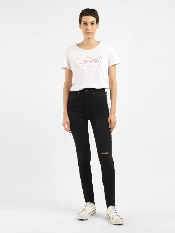 Women's denim jeans with a leaf embellishment-Women's High Rise Mile High Skinny Fit Jeans Women's denim jeans with a leaf embellishment-Women's High Rise Mile High Skinny Fit Jeans