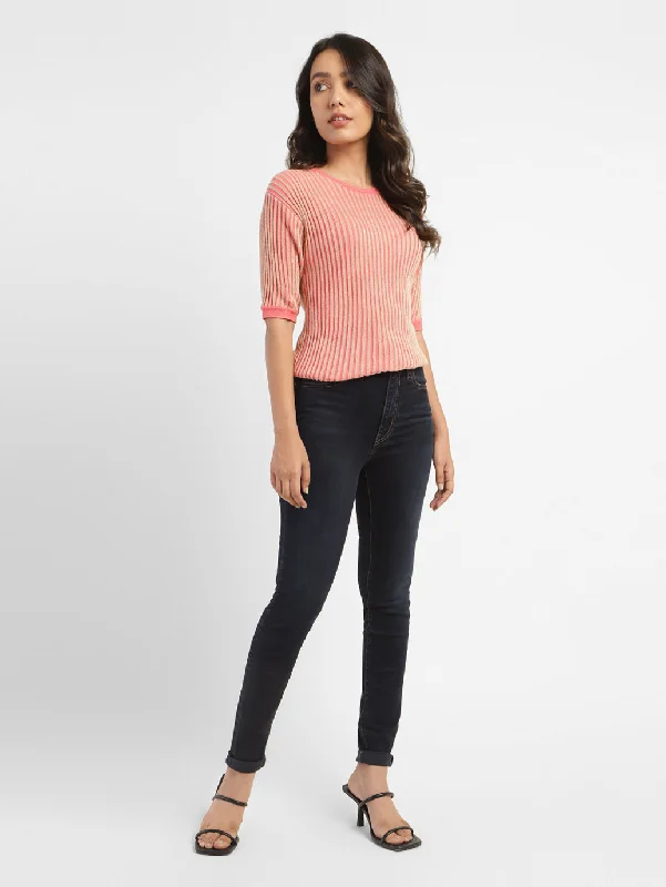Women's denim jeans with a ceramic embellishment-Women's High Rise Skinny Fit Jeans