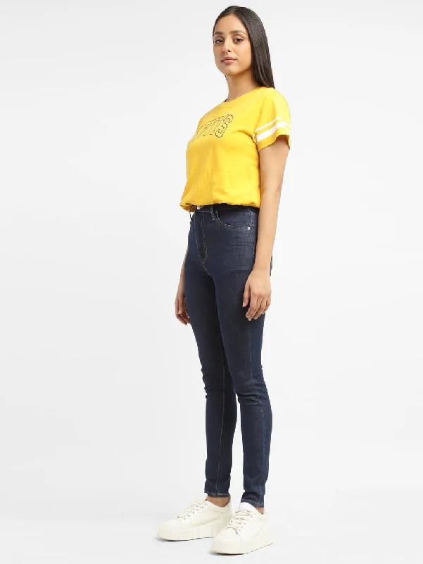 Women's denim jeans with a glass embellishment-Women's High Rise Skinny Fit Jeans