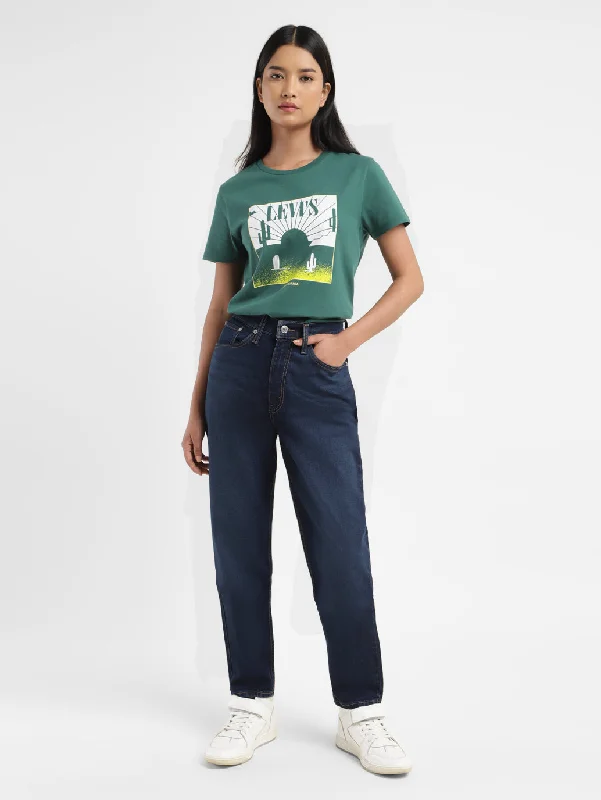 Women's denim jeans with a bone embellishment-Women's High Rise Mom Loose Tapered Fit Jeans Women's denim jeans with a bone embellishment-Women's High Rise Mom Loose Tapered Fit Jeans