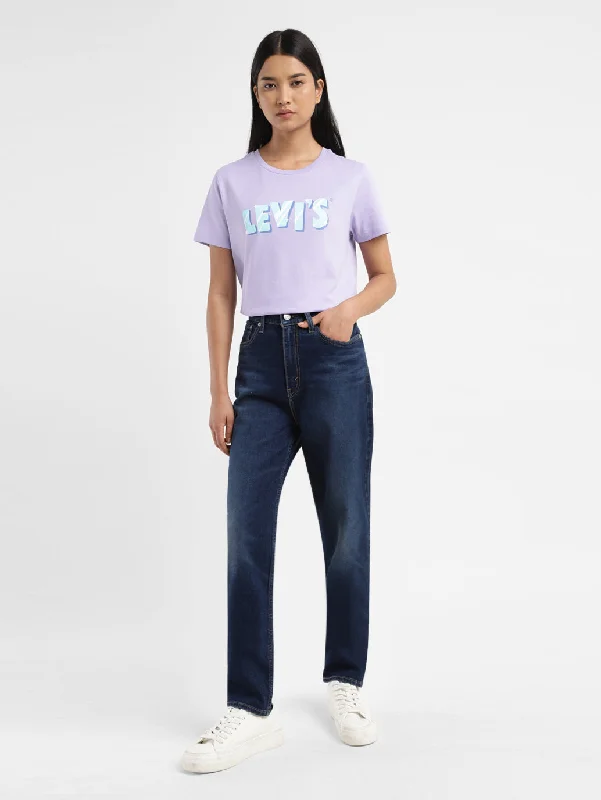 Women's denim jeans with a porcelain embellishment-Women's High Rise Mom Loose Tapered Fit Jeans Women's denim jeans with a porcelain embellishment-Women's High Rise Mom Loose Tapered Fit Jeans